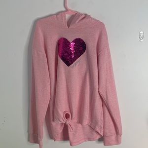 Betsey Johnson Kids (Girls) Sweater, Reversible Sequence, Hood, Knot On Bottom.